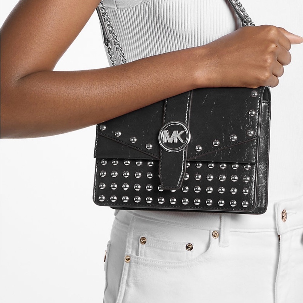 Greenwich Small Studded Distressed Black - 8"W X 6"H X 3"D Crossbody Bag NWT - Picture 14 of 15